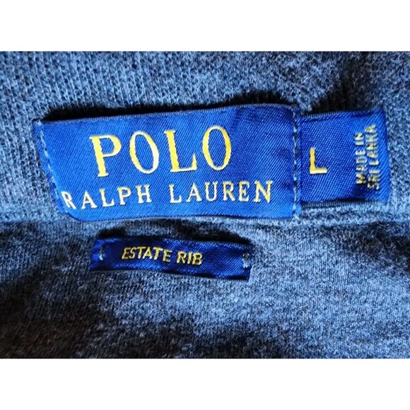 Polo Ralph Lauren Cardigan Sweater Men's Large Gray Knit Collared Button Up - Picture 2 of 13